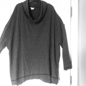 Ava & Viv 3X cowl neck tunic - gray stripes